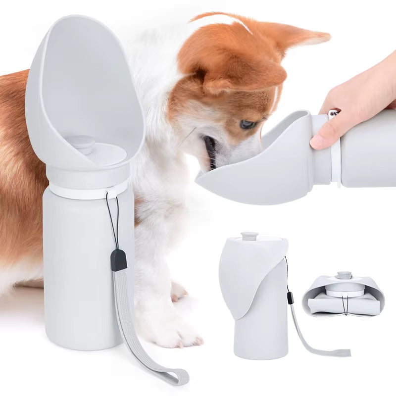 Food Grade Silicon 550Ml Pet Water Bottle Outdoor Dog Feeder Dispenser Drinking Bottle for Dogs Walking